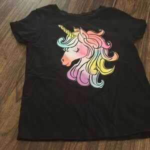 Black tee with unicorn